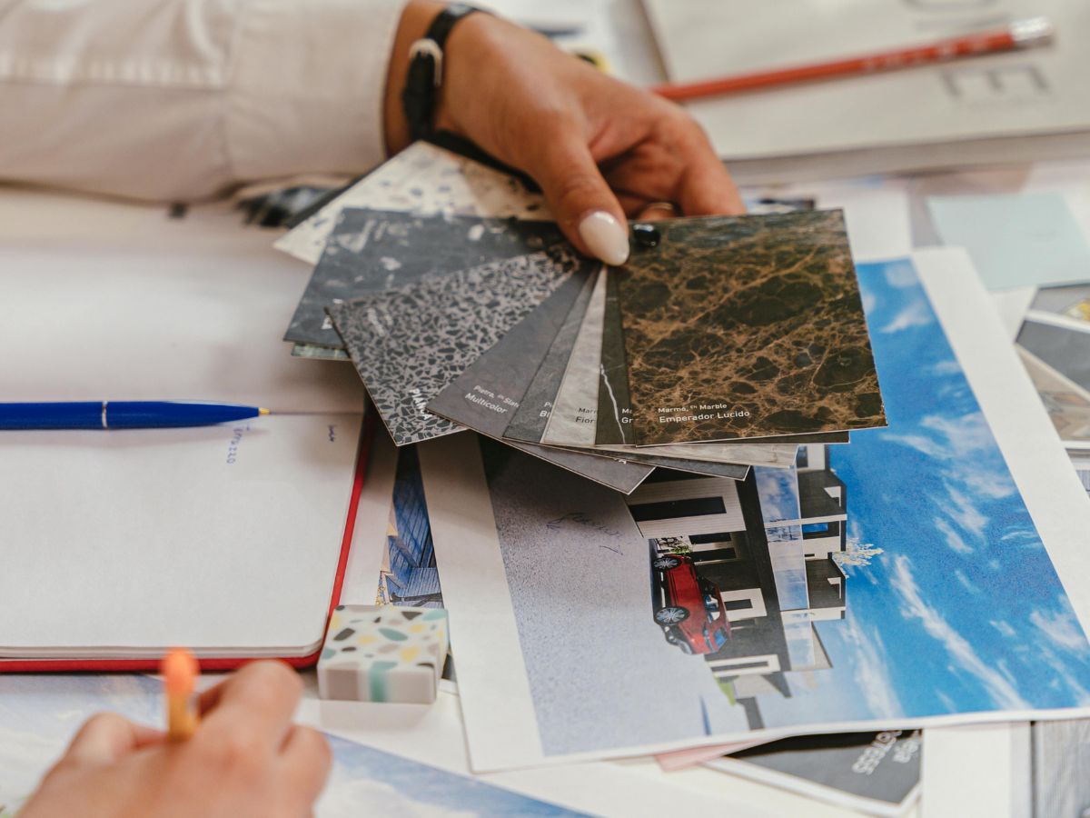 Home owner choosing the best building materials for his house.