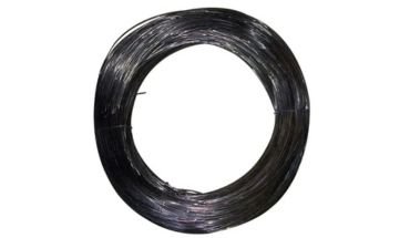 Black annealed iron wire in shiny look.