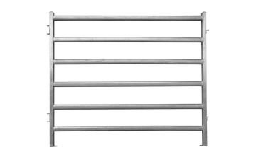 Cattle farm fence in silver metal rail.