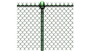 Chain link fence post in green color.