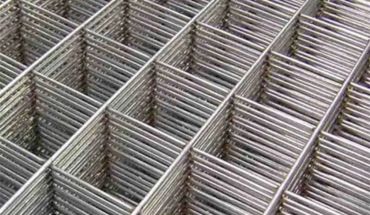 Concrete steel welded wire mesh panel stack.