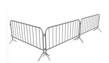 Crowd control barricades temporary fence connected.