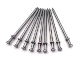 Double head nails with gray hue features.