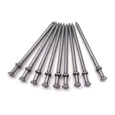 Double head nails with gray hue features.
