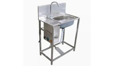 Foot-operated wash basin.