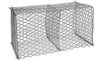 Hexagonal woven gabion wire mesh two parts.