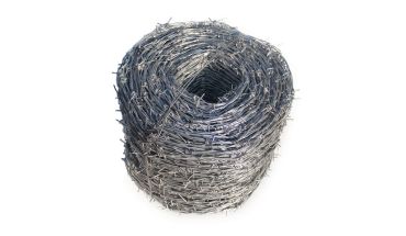 Galvanized barbed wire use for high security.