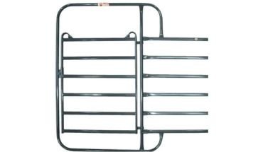 Horse farm fence panel with round feature rail.