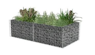 Hot dipped galvanized welded wire gabion mesh with plant decor.