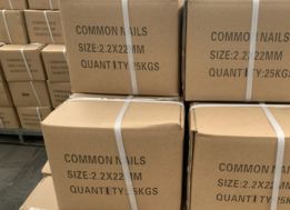 Packed boxes of nails for shipment.