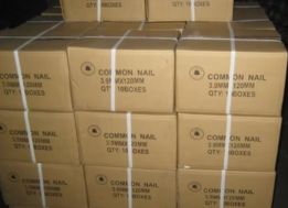 Boxes of packed common nails.