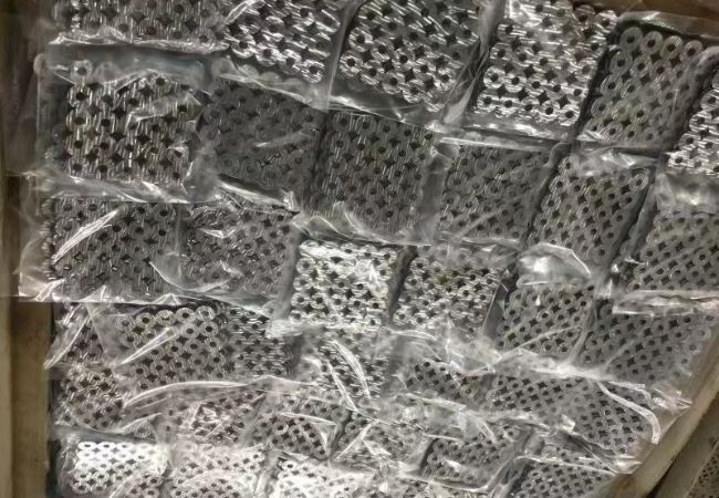 Packed plastic bags of tire fond nails.