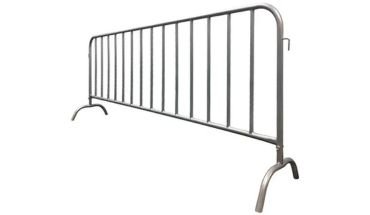 Steel crowd barricade temporary fence in silver color.