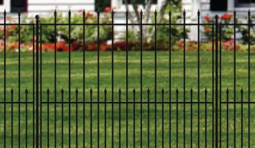 Black portable iron metal garden fence.