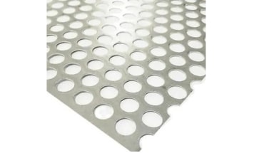 Round hole hot dipped galvanized perforated metal sheet mesh in silver color.