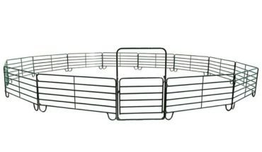 Round tube panels farm fence in gray color.