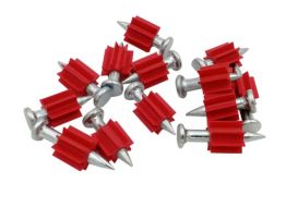 Shoot nails with red plastic washer on it.