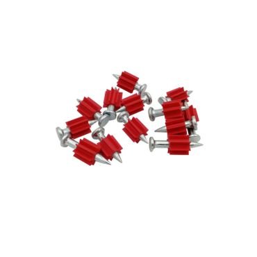 Shoot nails with red washer.