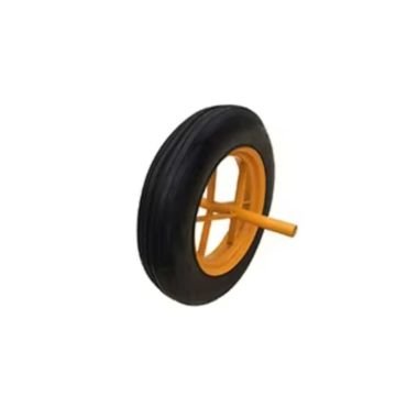 Solid wheel in black and yellow color combination.