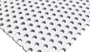 Stainless steel or aluminum perforated sheet metal mesh sample.