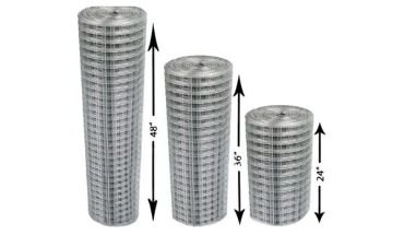 Stainless welded wire mesh roll in three sizes.