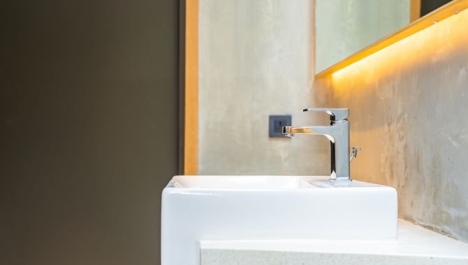 Stylish wash basin in clean design for bathroom.