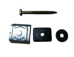 Tirefond screw nail with accessories.