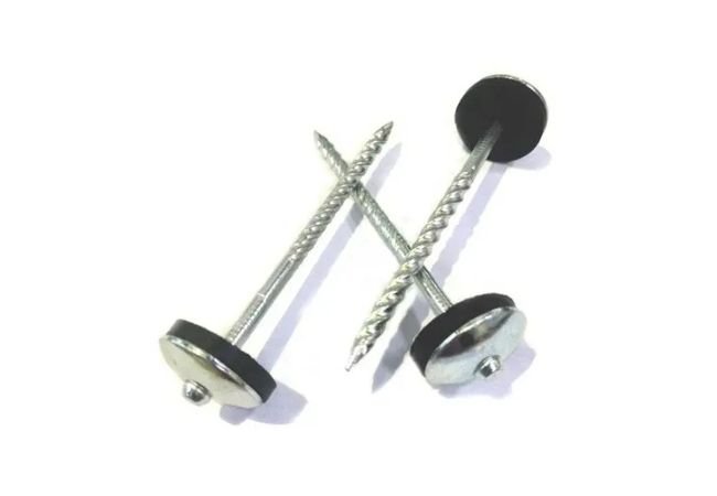 Umbrella roof nail with black undercover.
