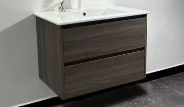 Wall mounted wash basin with wooden design.