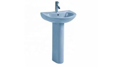 Wash basin pedestal blue design.