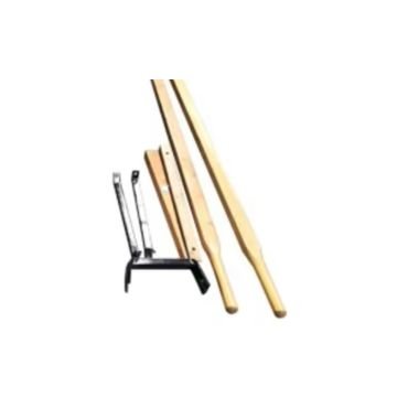 Wooden handle for a wheelbarrow.