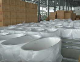Pre assembled bathtub with plastic cover.