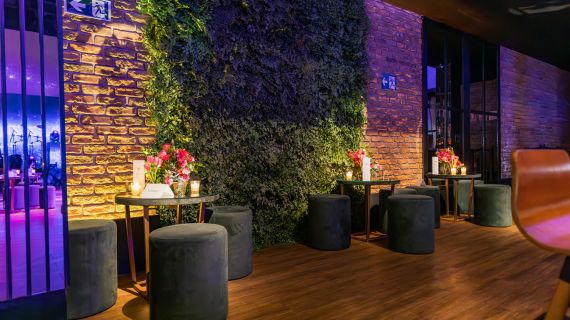 Bar area with PU wall panel board design.
