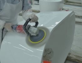 Bathtub finishing with tool.