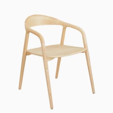 Classic wooden dining chairs in white oak accent.