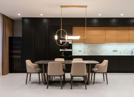 Comfortable dining chairs wood accent.