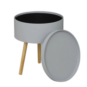 Cube storage coffee table in gray color.