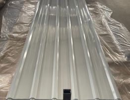 Gray galvanized roofing sheet.