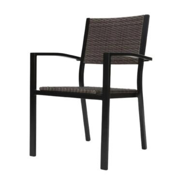 High back rattan chair in dark brown color.