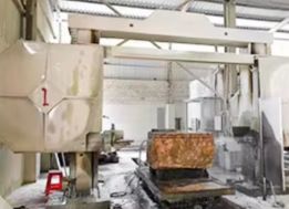 Machine cutting natural stone.