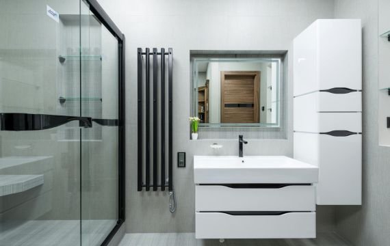 Metal cabinet in white style.