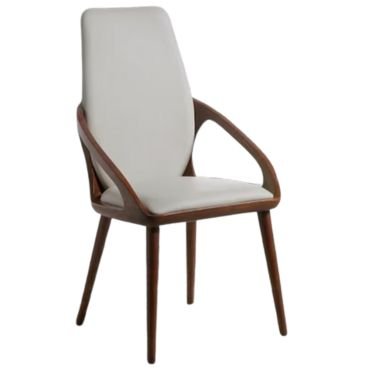 Modern high back dining chair in white seat cover.