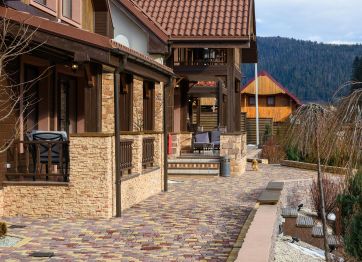 Natural stone for house wall cladding outdoor architecture.