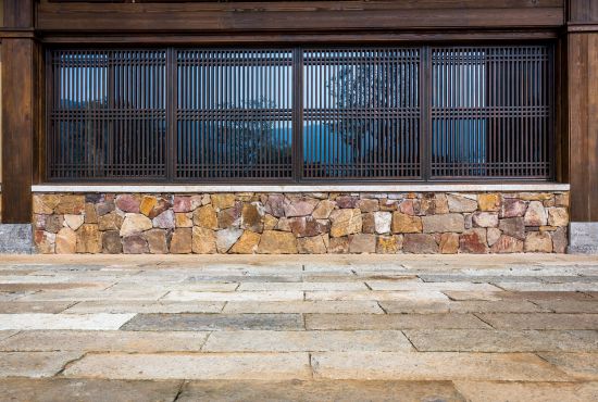 Natural stone outdoor facade.