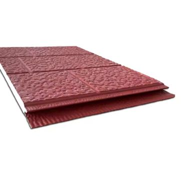 Polyurethane board foam sandwich decorative wall panel in red color.