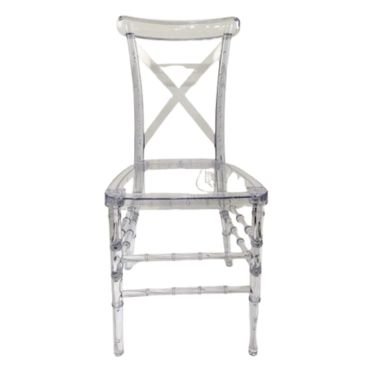 Plastic crossback dining chair.