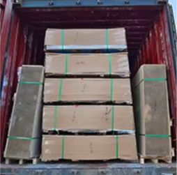 Polyurethane boards inside truck.