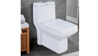 Single piece toilet square design.