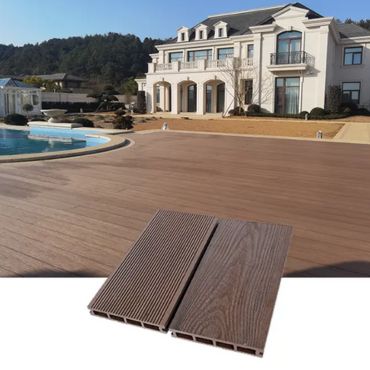 WPC decking boards in pool area.