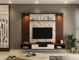 WPC board wall style in great room area.